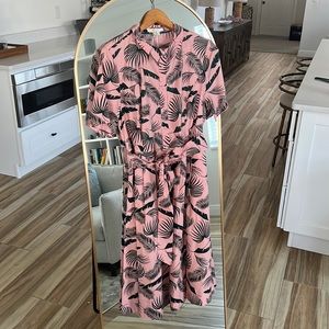 NWT Boden Chalky Pink Jungle Palm shirt dress Sz 12